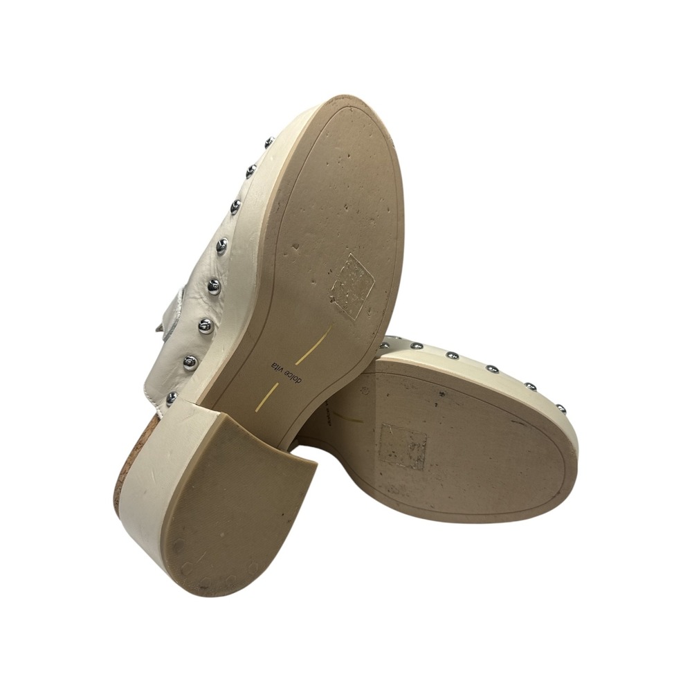 Dolce Vita Clog Mules Womens 10 Cream Excellent Studded Platform Leather Buckle - Picture 6 of 6